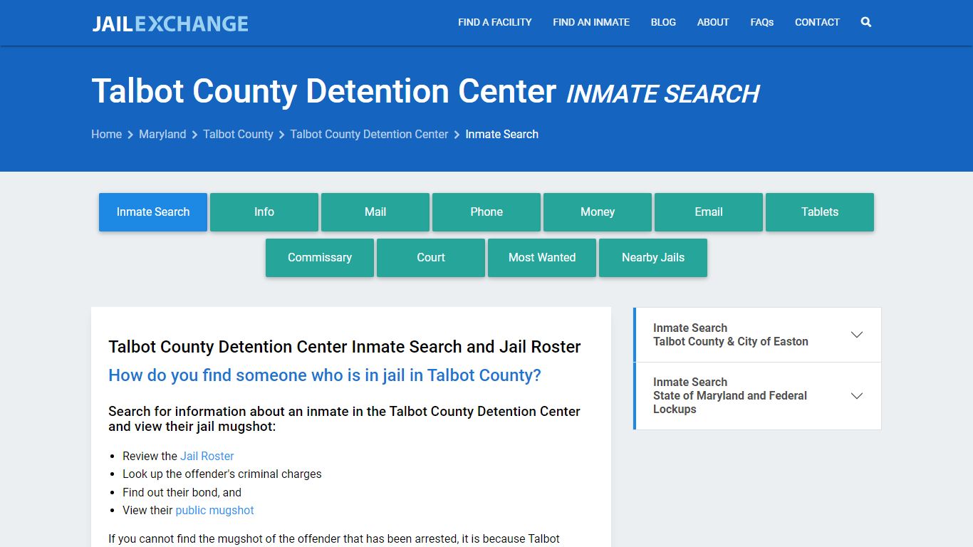 Talbot County Detention Center Inmate Search - Jail Exchange